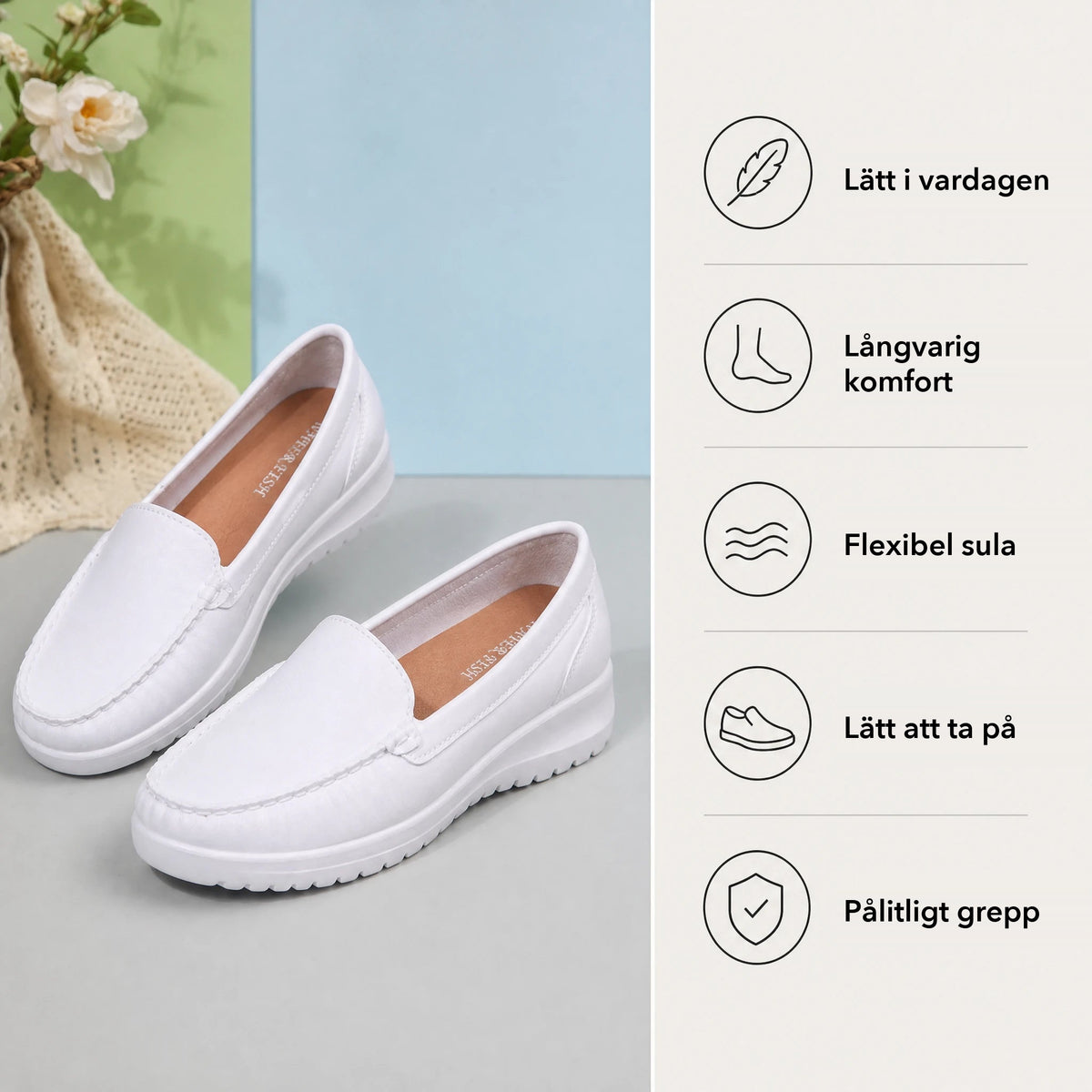 Loafers i konstläder sedda uppifrån Bild