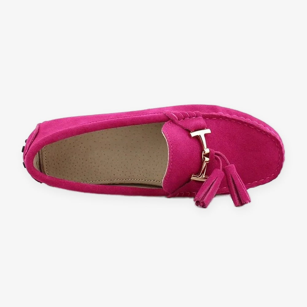 Damloafers i läder med tofs och guldspänne, grön, bild 14
