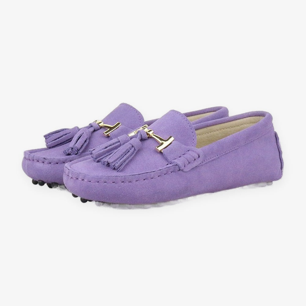 Damloafers i läder med tofs och guldspänne, orange, bild 15