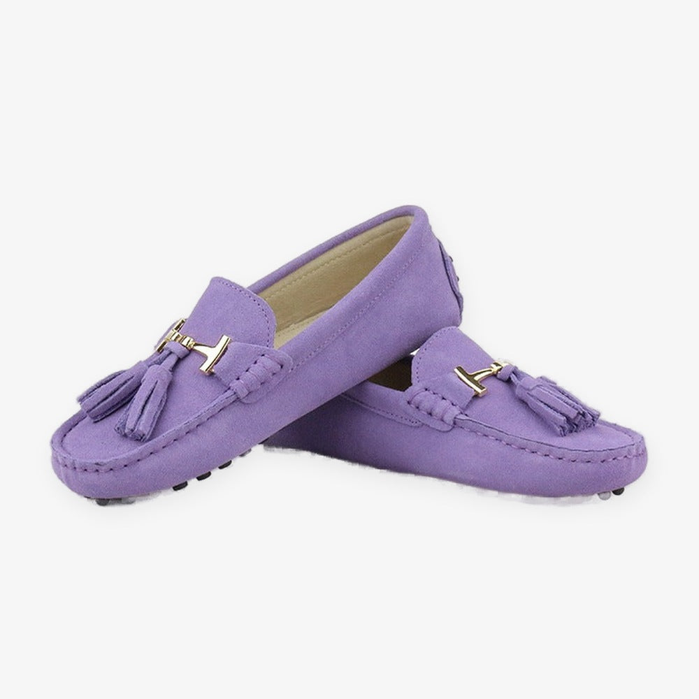 Damloafers i läder med tofs och guldspänne, gul, bild 16