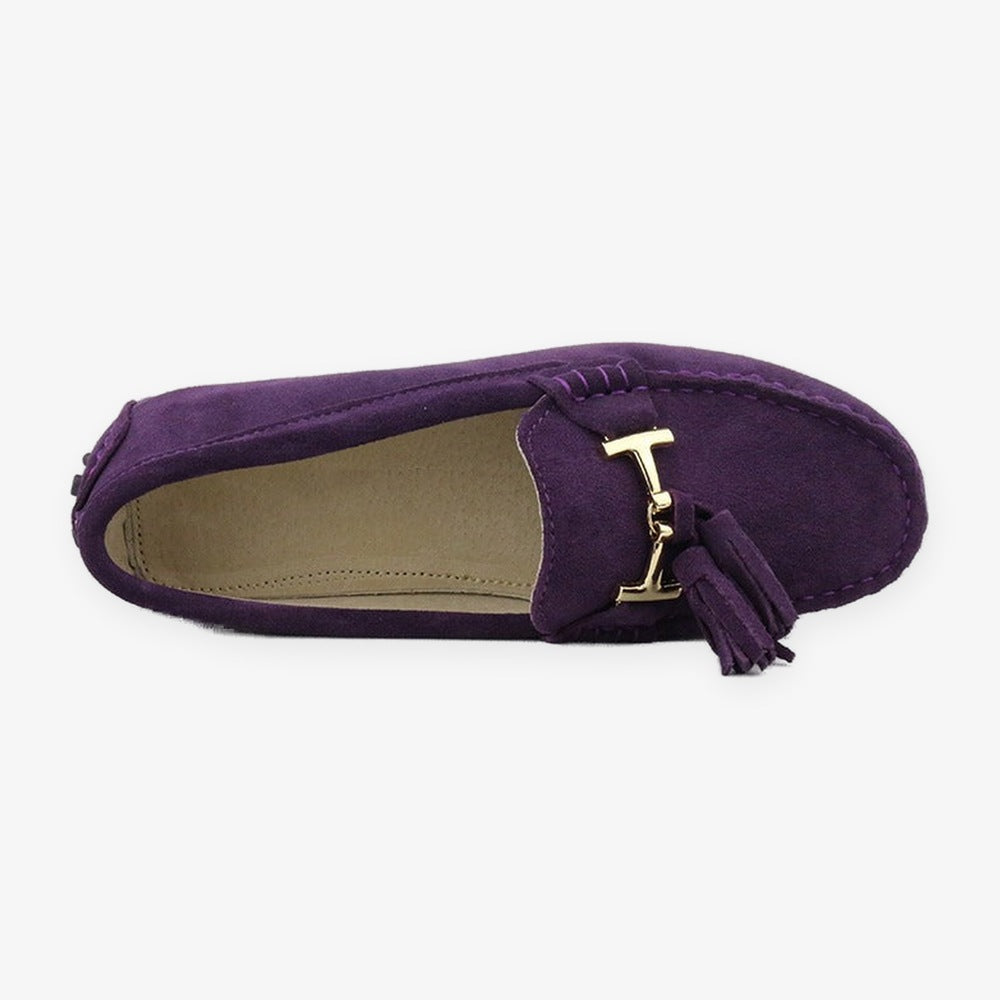 Damloafers i läder med tofs och guldspänne, rosa, bild 18