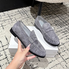 Penny loafers dam med mockaeffekt, trendiga färger, Grå