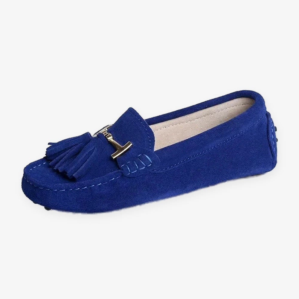 Damloafers med tofsar och guldspänne, vinröd, bild 12