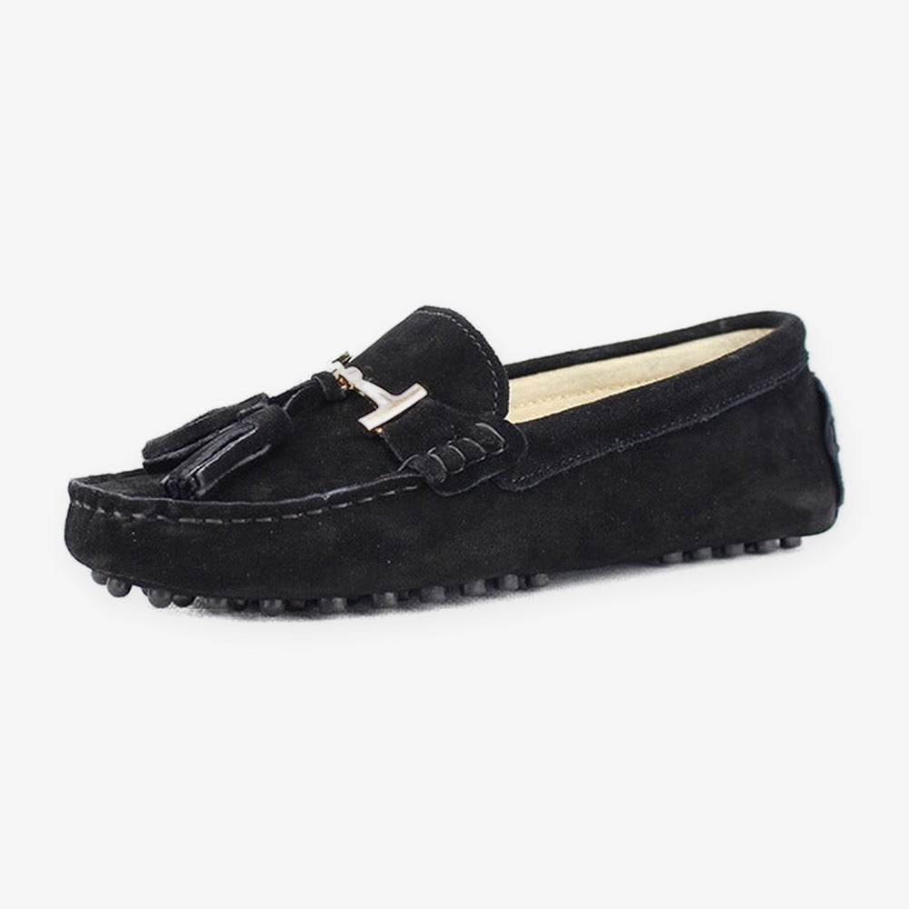 Damloafers med tofsar och guldspänne, röd, bild 13