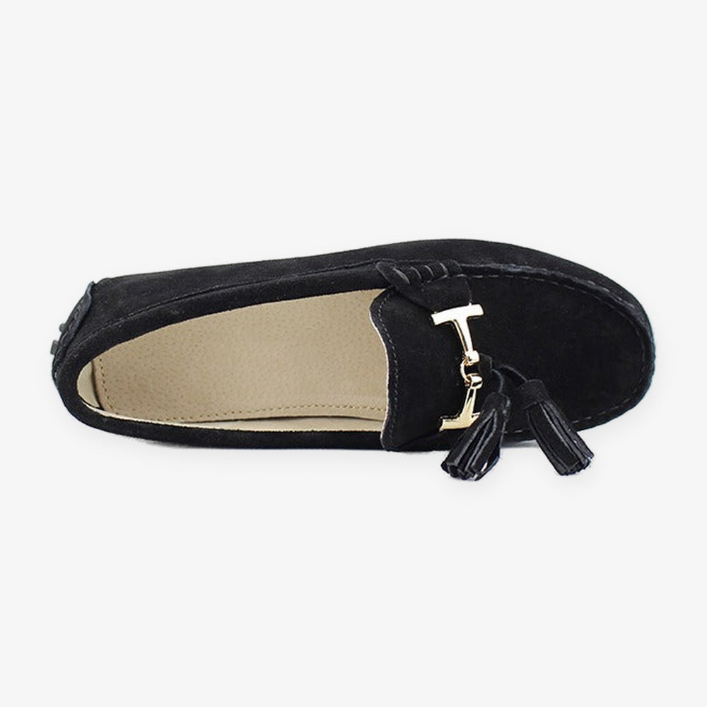 Damloafers med tofsar och guldspänne, mörkgrå, bild 14
