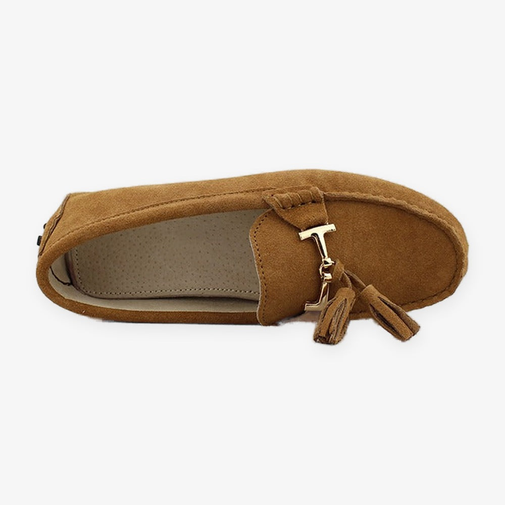 Damloafers med tofsar och guldspänne, marinblå, bild 18
