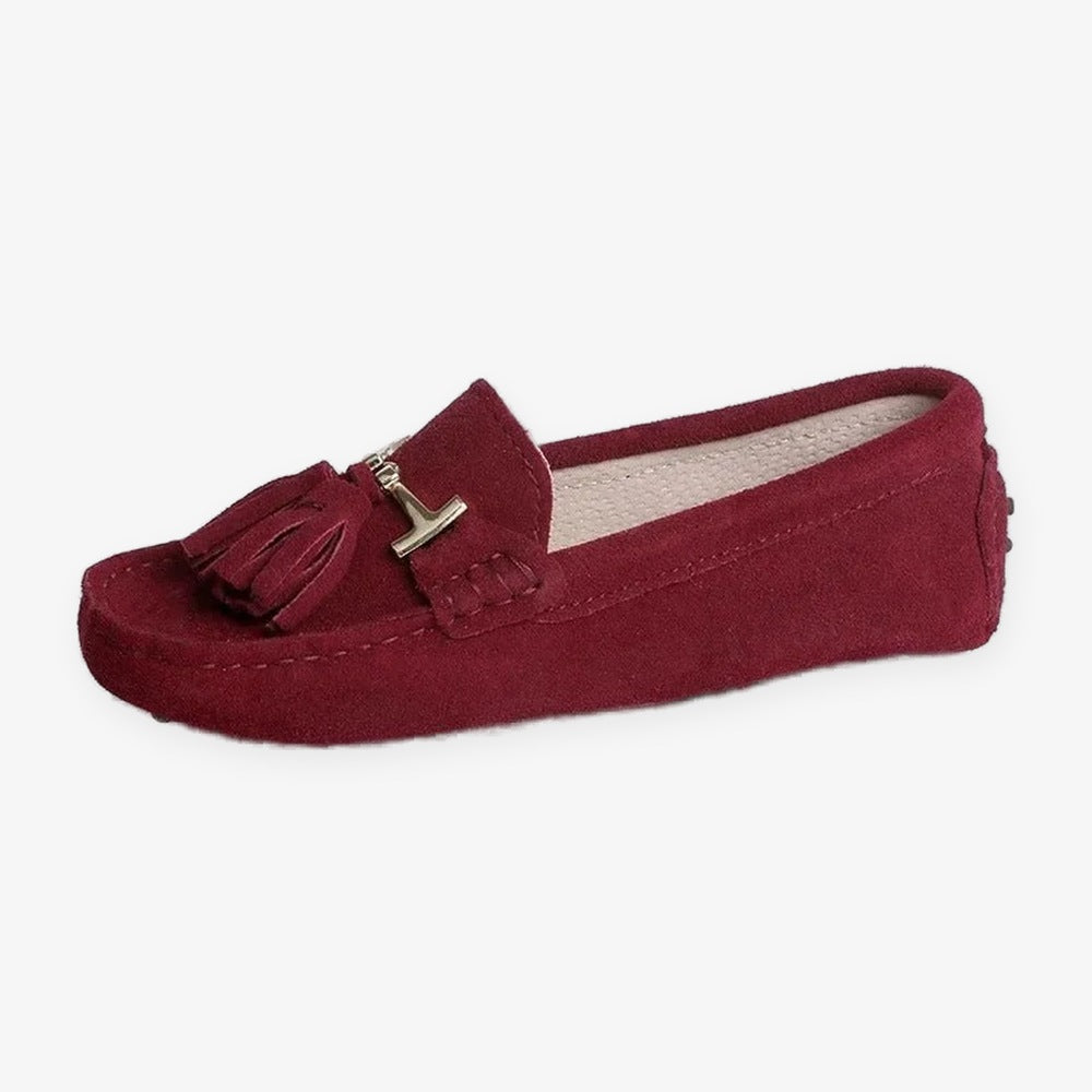 Damloafers med tofsar och guldspänne, kungsblå