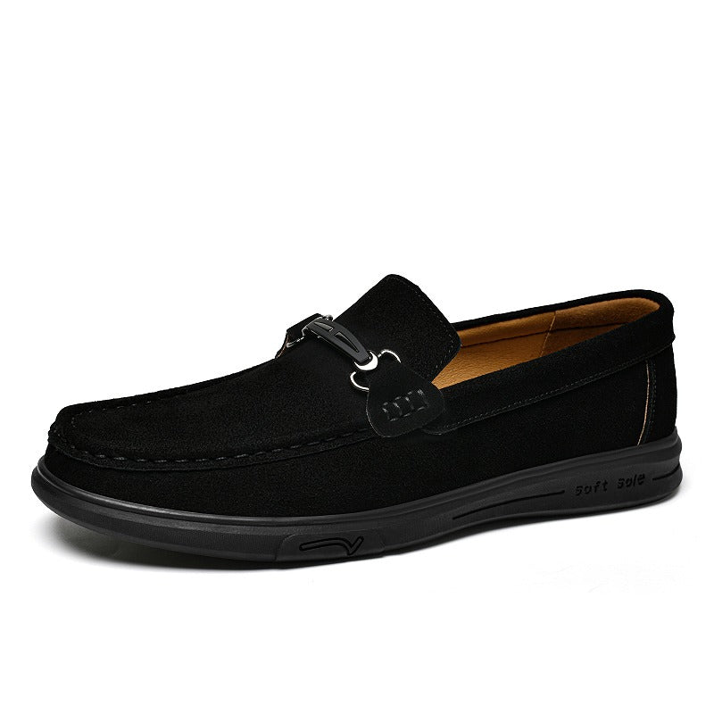 Herrloafers med gummisula och metallspänne, svart, bild 5
