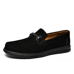 Herrloafers med gummisula och metallspänne, svart och camel, Svart