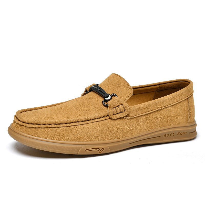 Herrloafers med gummisula och metallspänne, camel, bild 6