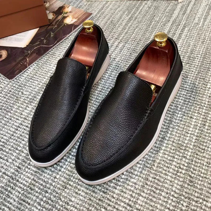 Loafers för herr i konstläder i färgen grön