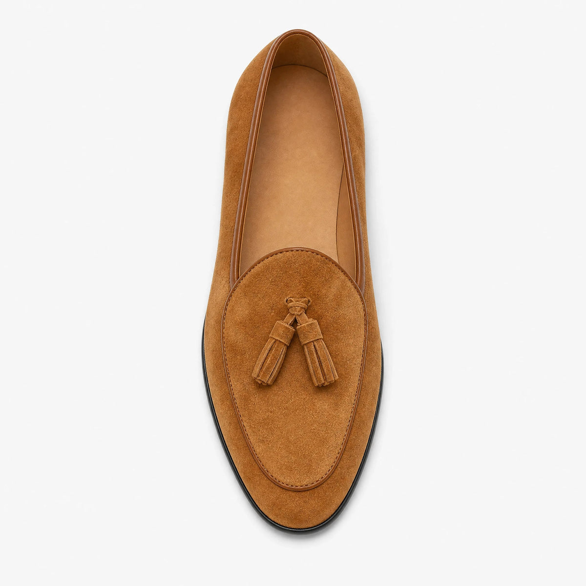 Loafers i mocka med tofsar för herr, kamel, bild 1