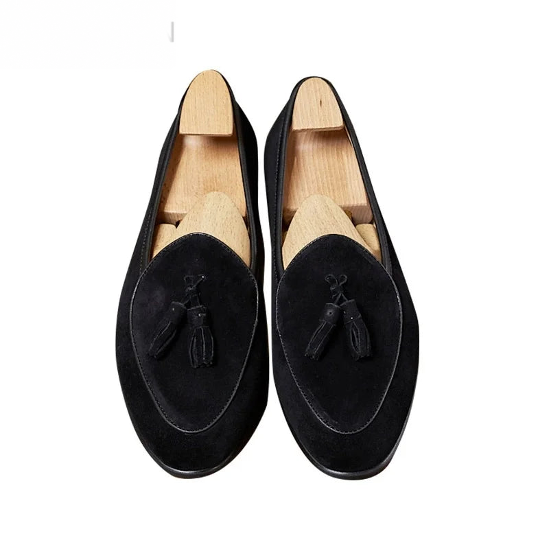 Loafers i mocka med tofsar för herr, mörkgrön, bild 3