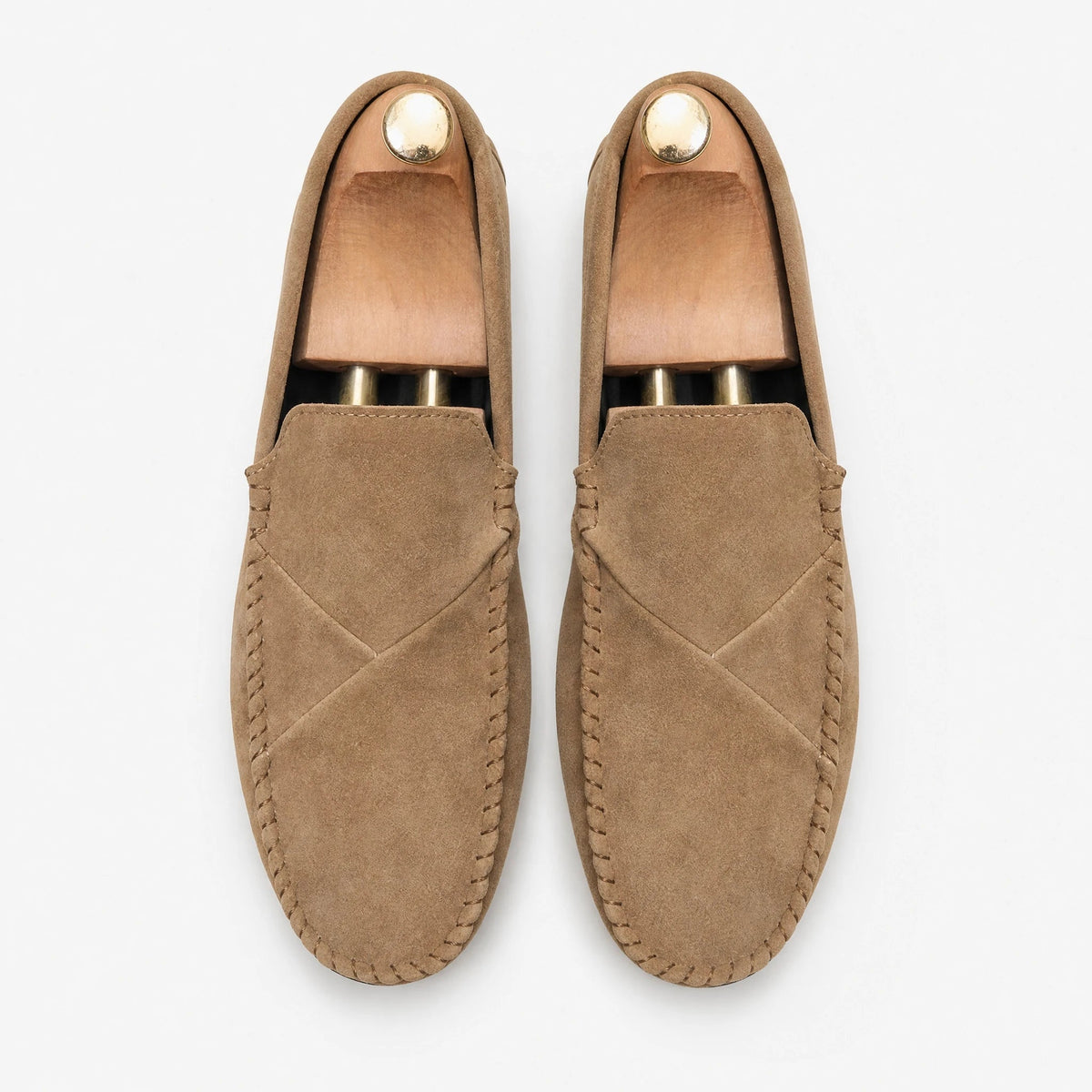 Loafers med mockaeffekt för herr och synliga sömmar, khaki