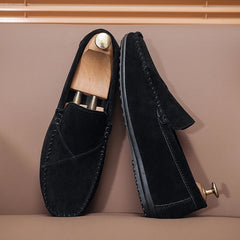 Loafers med mockaeffekt för herr och synliga sömmar, Svart