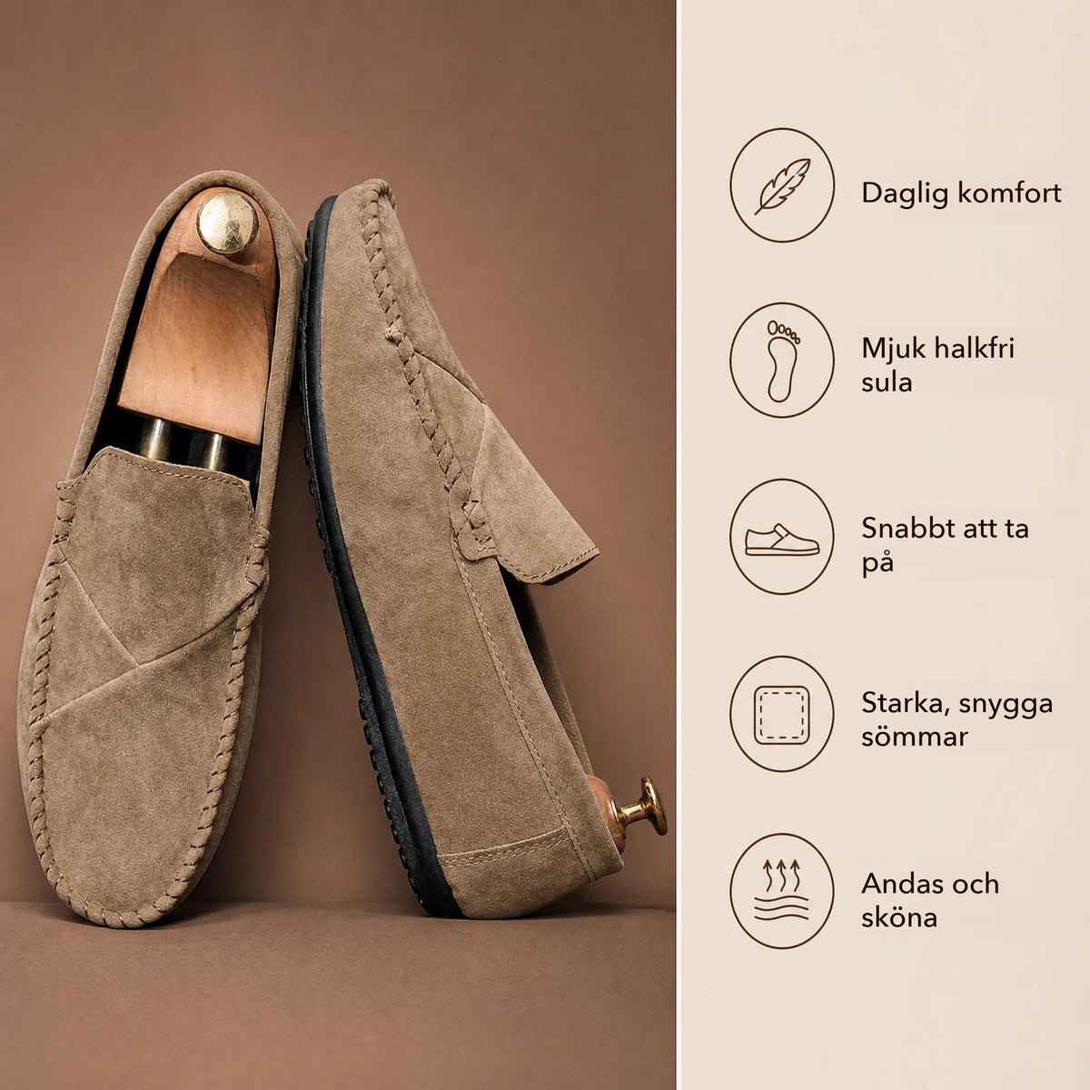 Loafers med mockaeffekt för herr och synliga sömmar, svart