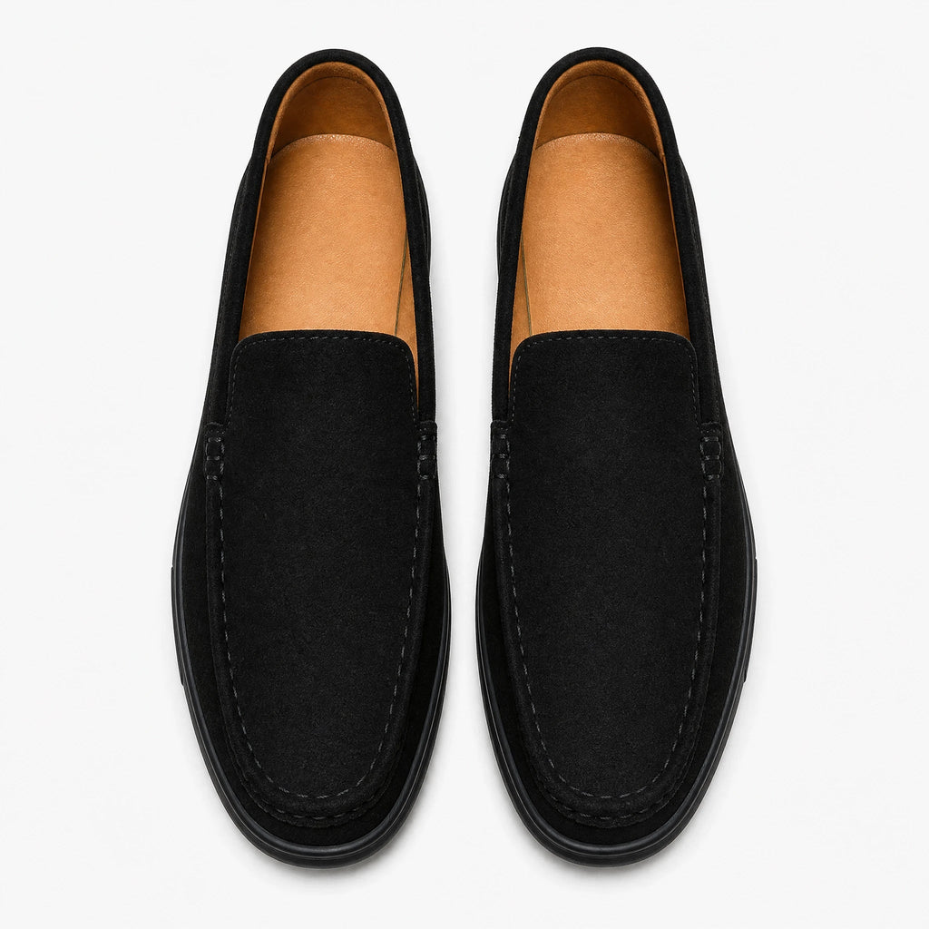 Herrloafers med räfflad sula, svart