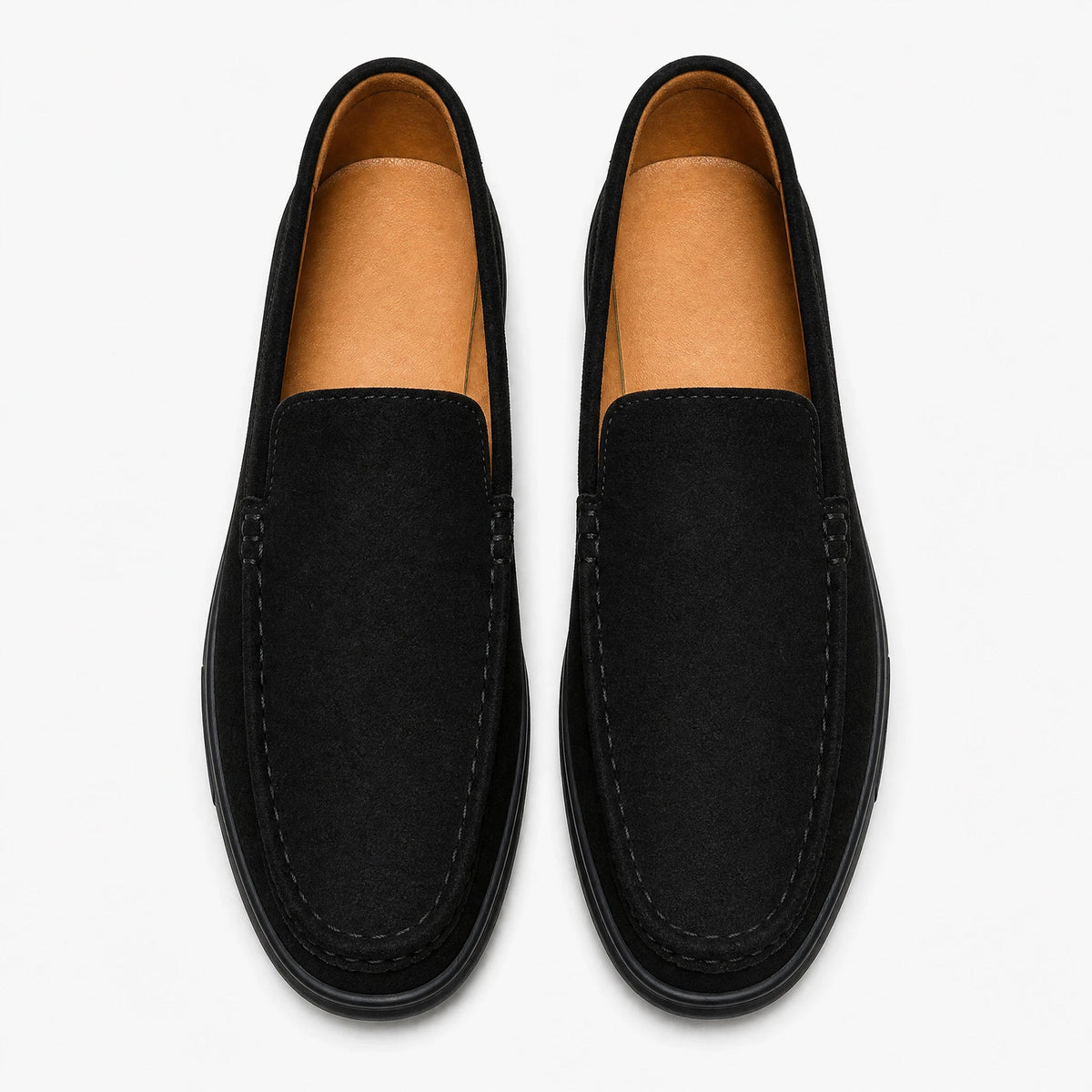 Herrloafers med räfflad sula, svart