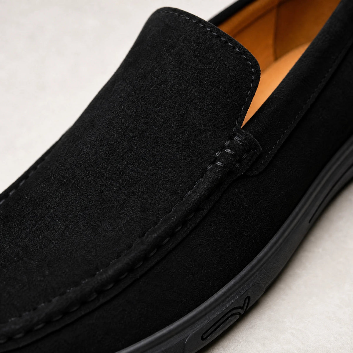 Herrloafers med räfflad sula, camel Bild