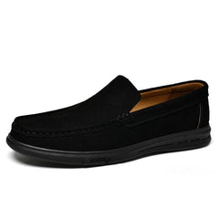 Loafers herr med räfflad mjuk sula, svarta slip-on, Svart