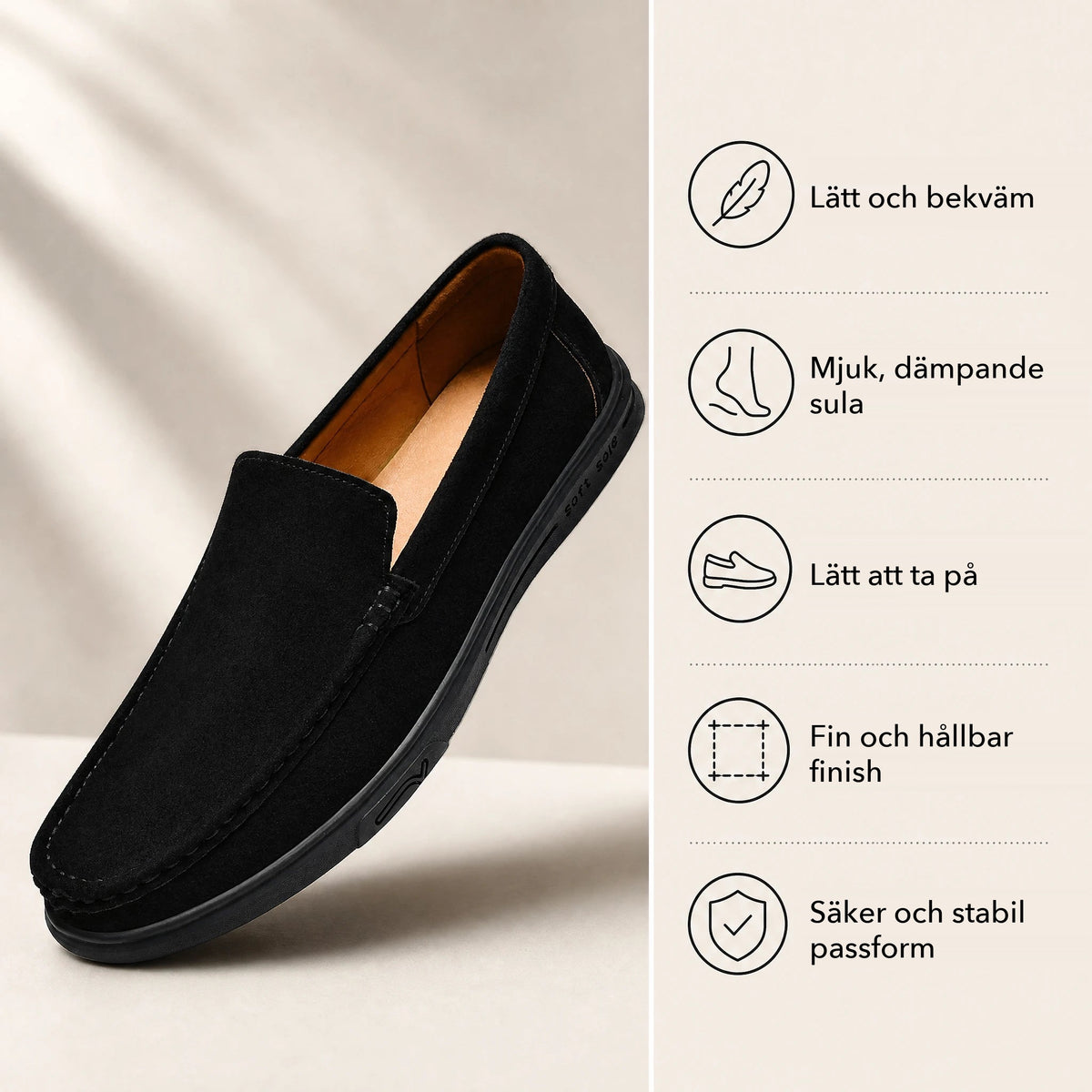 Herrloafers med räfflad sula, camel, bild 4 Bild