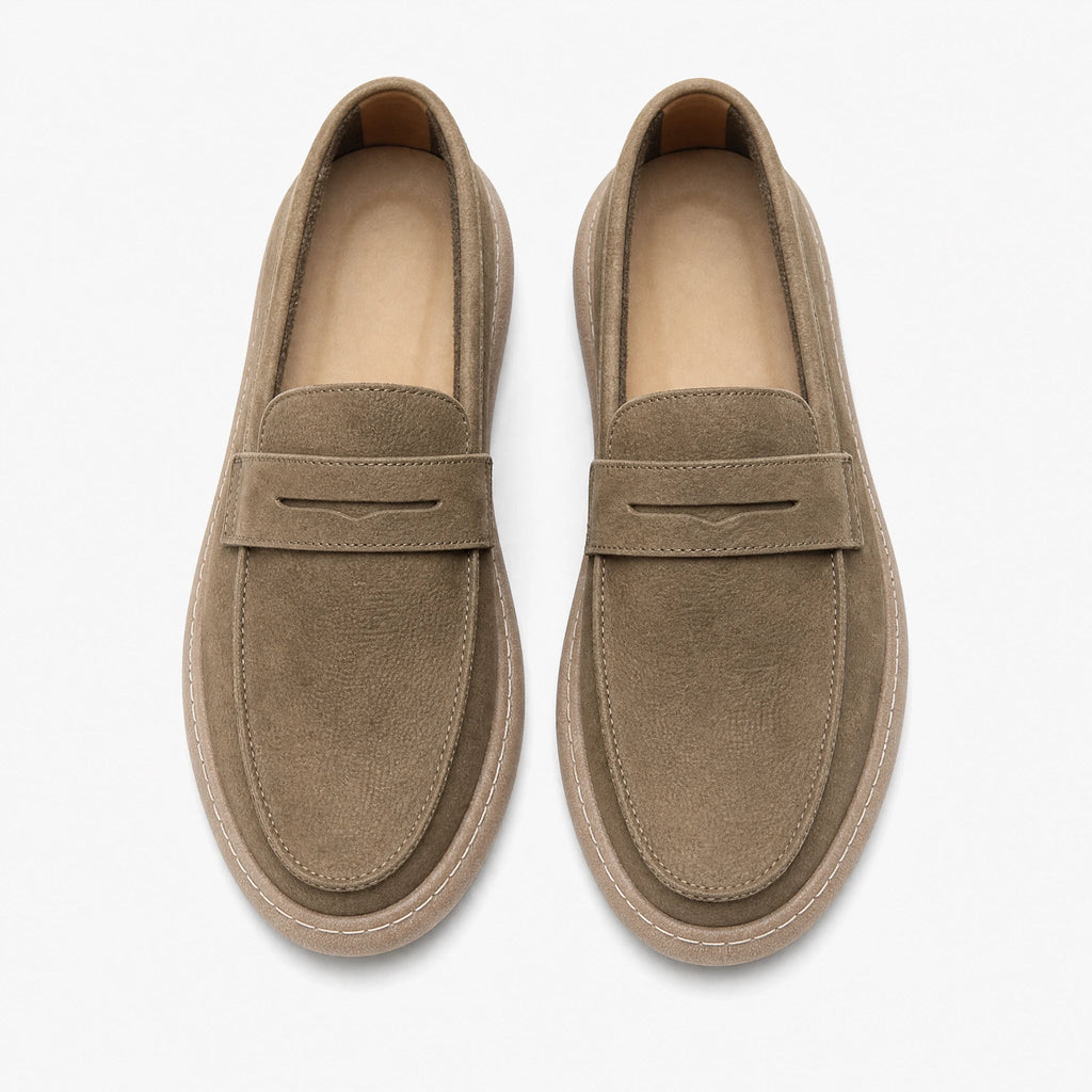Loafers med rem för herr och tjock sula, taupe