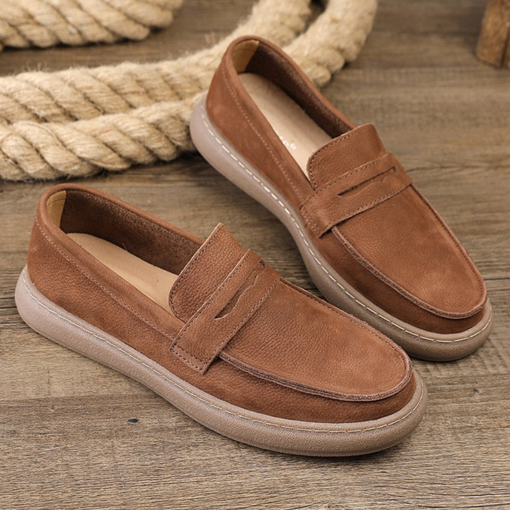Loafers med rem för herr och tjock sula, brun