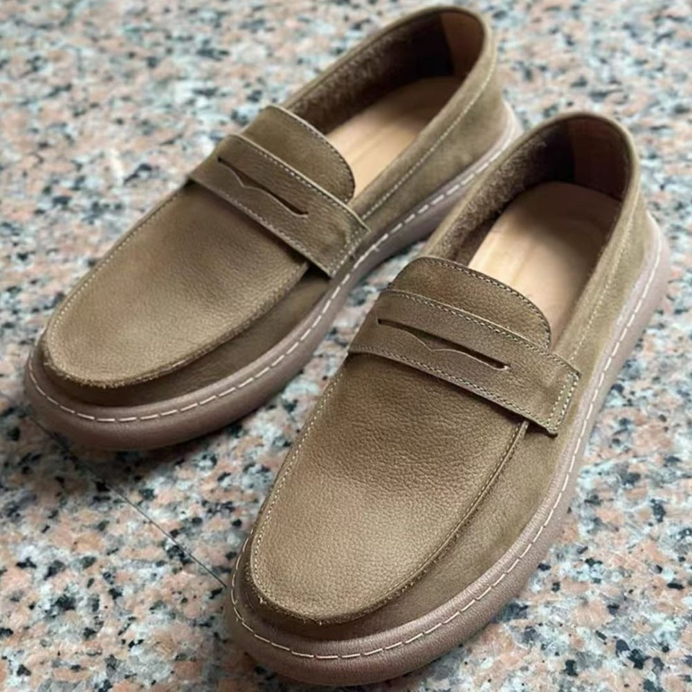 Loafers med rem för herr och tjock sula, khaki