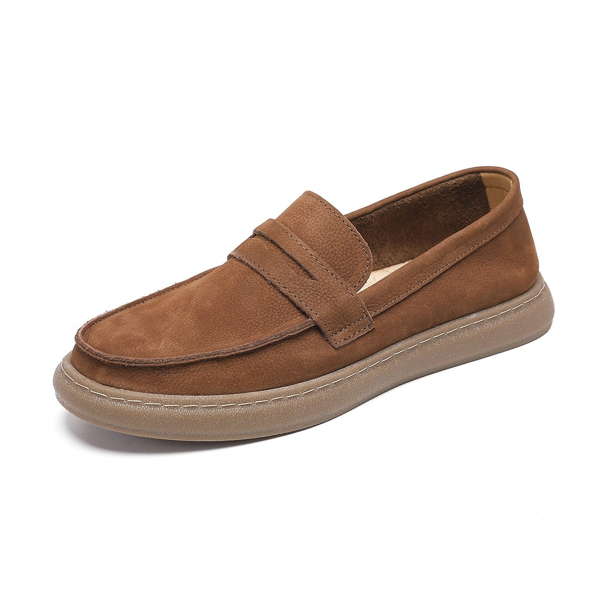 Loafers med rem för herr och tjock sula, brun