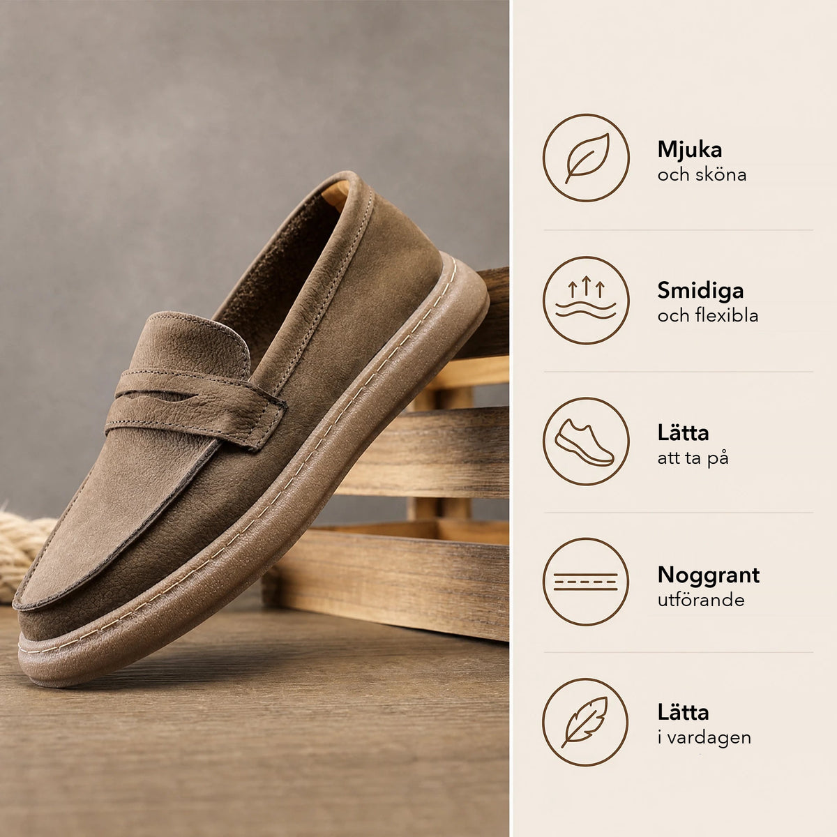 Loafers med rem för herr och tjock sula, svart Bild