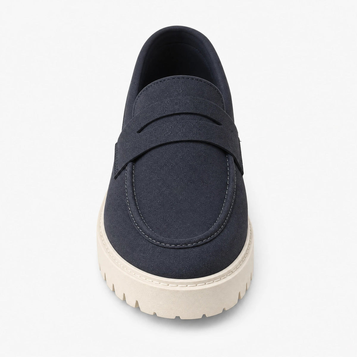 Loafers med ribbad sula för herr, casual och bekväma, marinblå