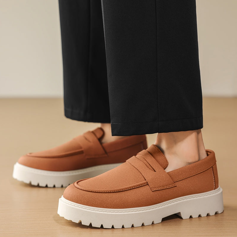 Loafers med ribbad sula för herr, casual och bekväma, marinblå