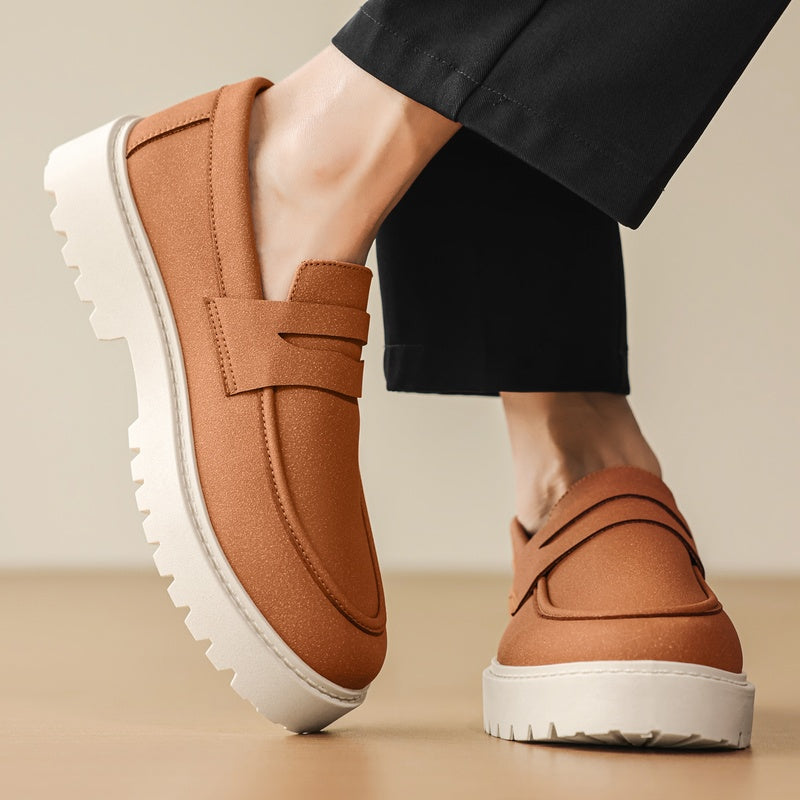 Loafers med ribbad sula för herr, casual och bekväma, marinblå