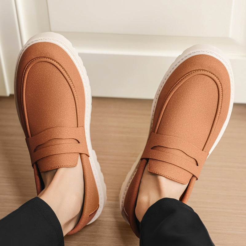 Loafers med ribbad sula för herr, casual och bekväma, marinblå