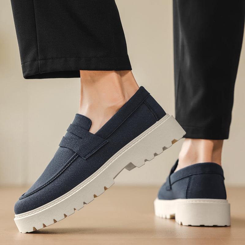 Loafers med ribbad sula för herr, casual och bekväma, kamel