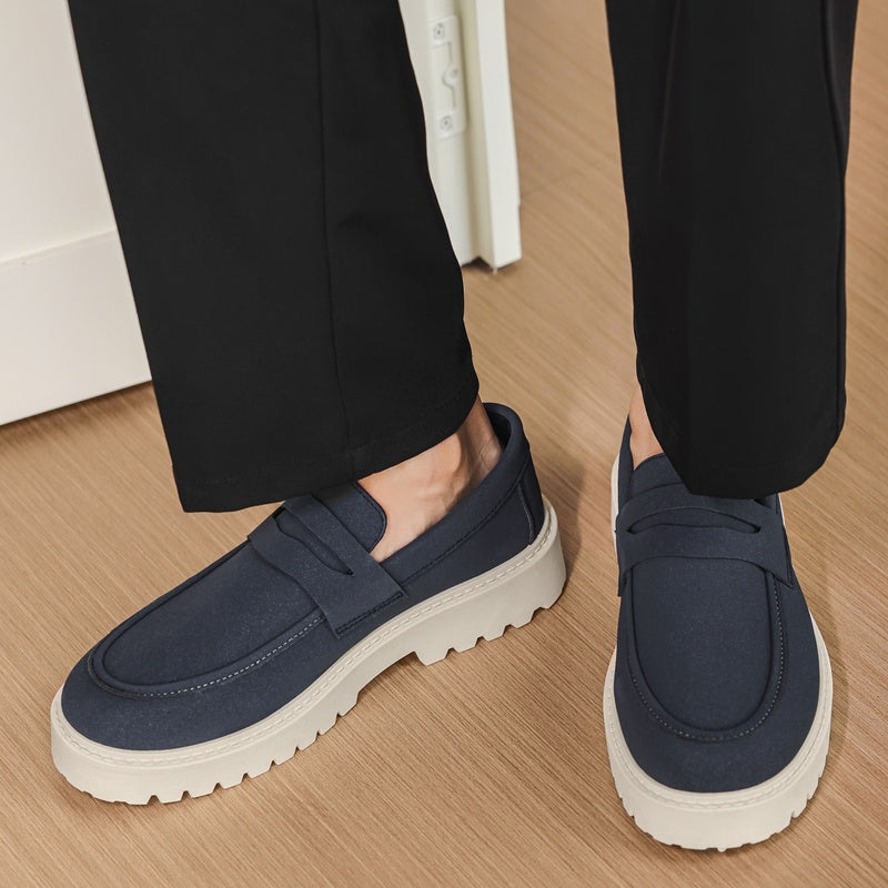 Loafers med ribbad sula för herr, casual och bekväma, kamel