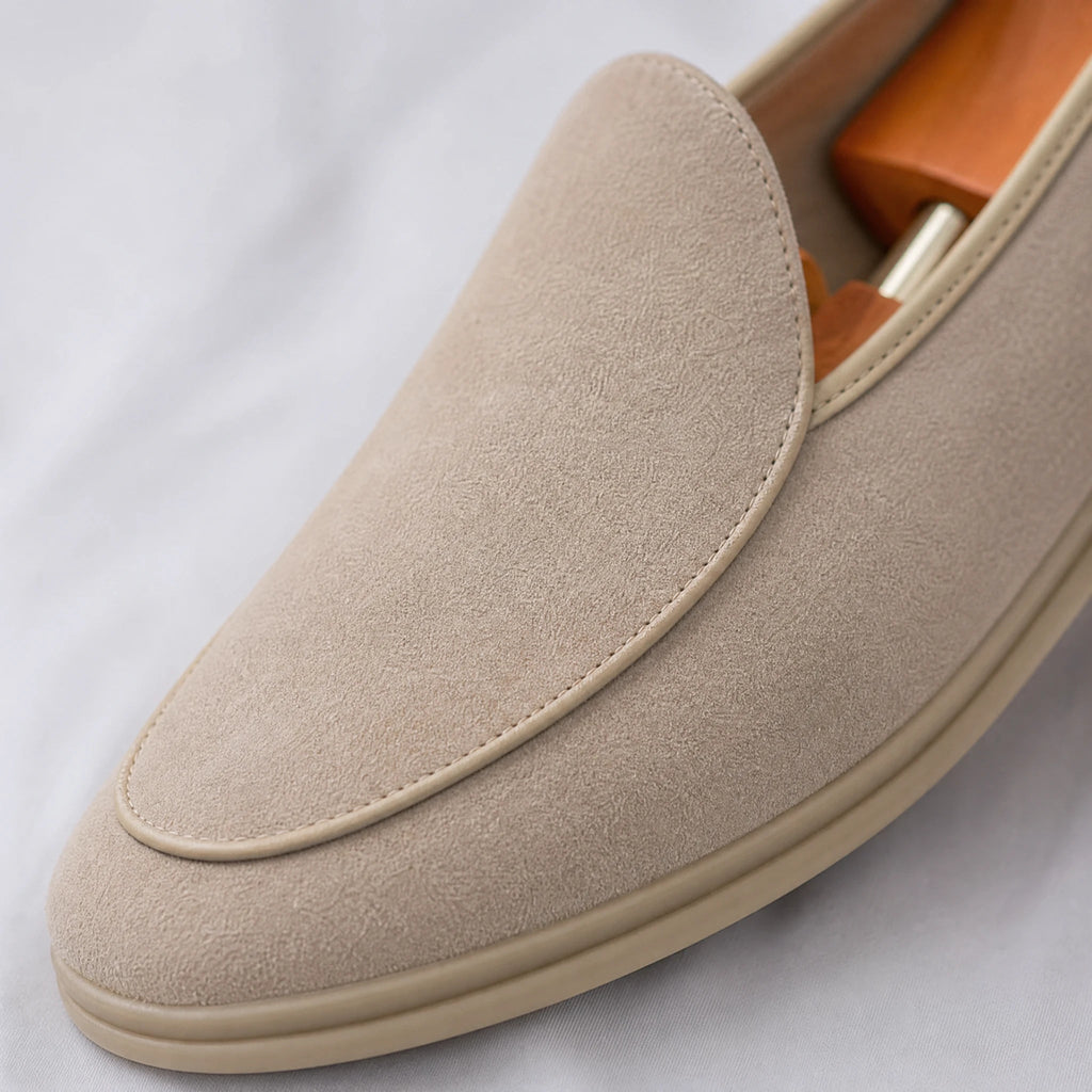 Herrloafers i syntetisk mocka, beige
