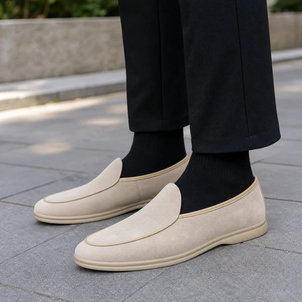 Herrloafers i syntetisk mocka, camel