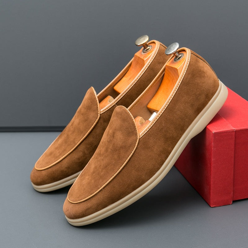 Herrloafers i syntetisk mocka, camel, bild 7