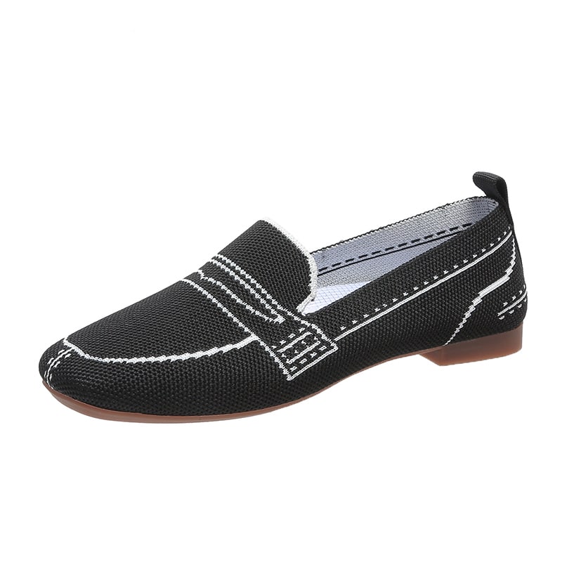 Mjuka svarta loafers i mesh med sömdekor
