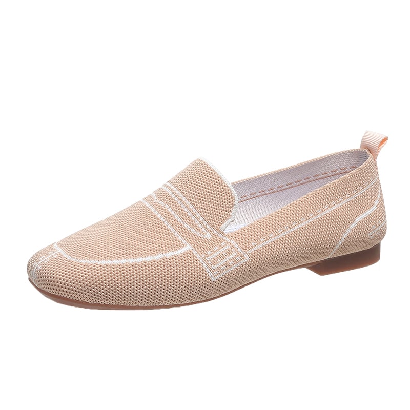 Mjuka rosa loafers i mesh med sömdekor