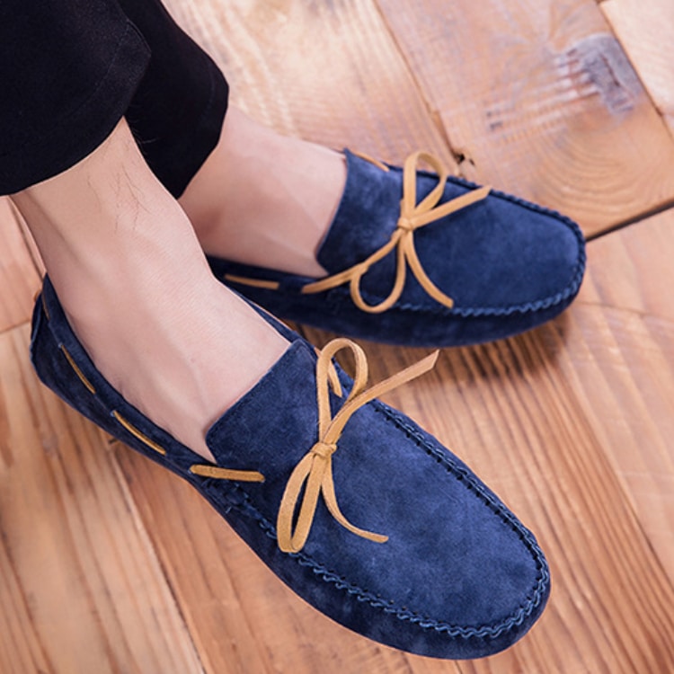 Mockasinloafers i mocka med rosett för herr, bild 3 av 4
