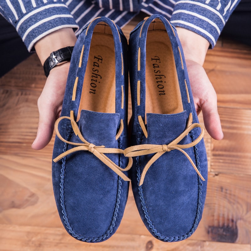 Mockasinloafers i mocka med rosett för herr, bild 2 av 4