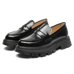 Loafers i slätläder med tjock sula, Svart