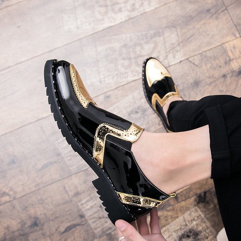 Svarta och guldlackerade loafers för herrar, bild 2 av 6