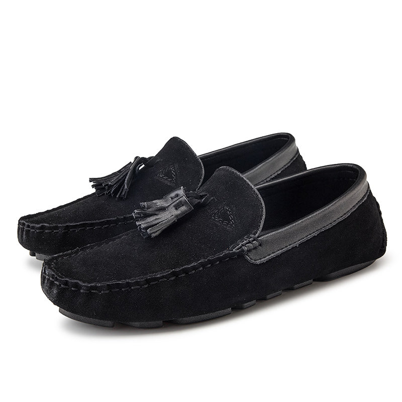 Andningsbara svarta loafers i äkta mocka för herrar
