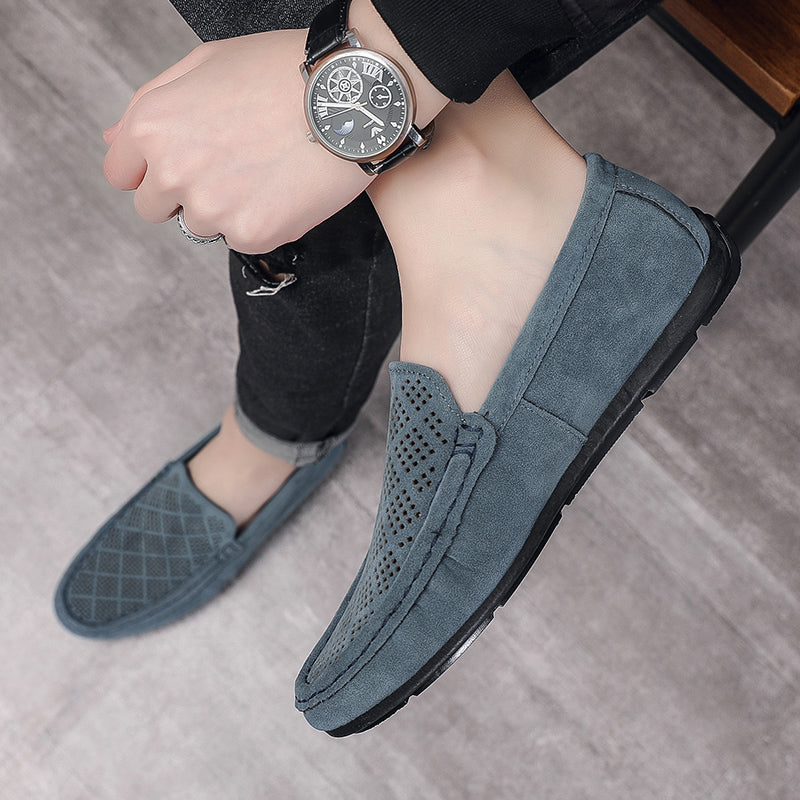 Loafers i syntetiskt mocka med originell design för herrar, bild 3 av 7