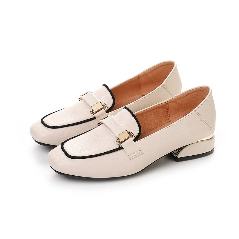 Loafers i läder med tjock fyrkantig klack för kvinnor, bild 5 av 8