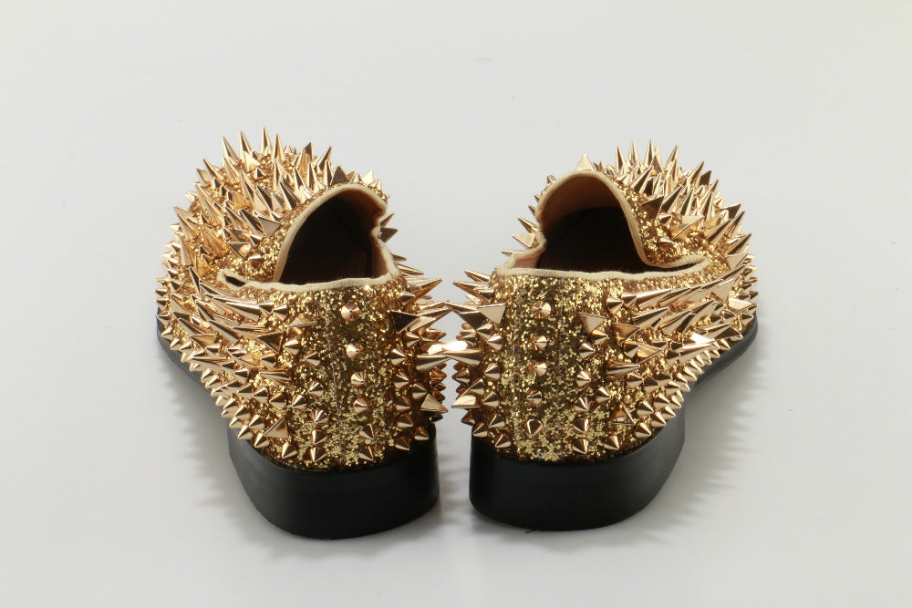 Gyllene spikprydda loafers för herrar, bild 2 av 4