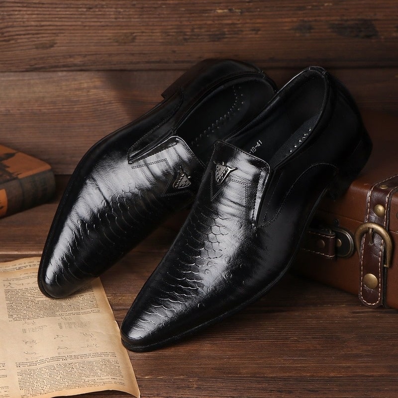 Loafers för herrar med ormskinn lackläder-effekt, bild 6 av 7